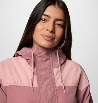 Women's Challenger II Windbreaker, Color: Fig, Eraser Pink, image 4