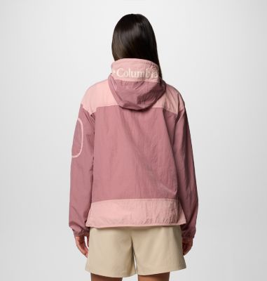 Women's Challenger II Windbreaker, Color: Fig, Eraser Pink, image 2