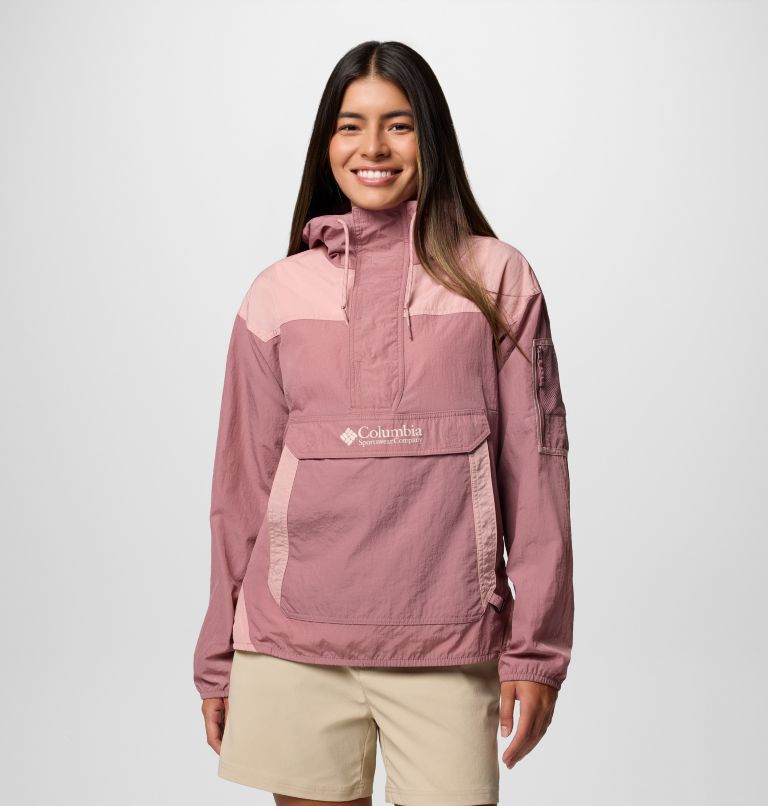 Women's Challenger II Windbreaker, Color: Fig, Eraser Pink, image 1