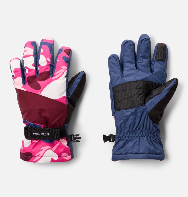 Kids' Core III Printed Gloves, Color: Pink Ice Uniflauge, Rich Wine, image 1