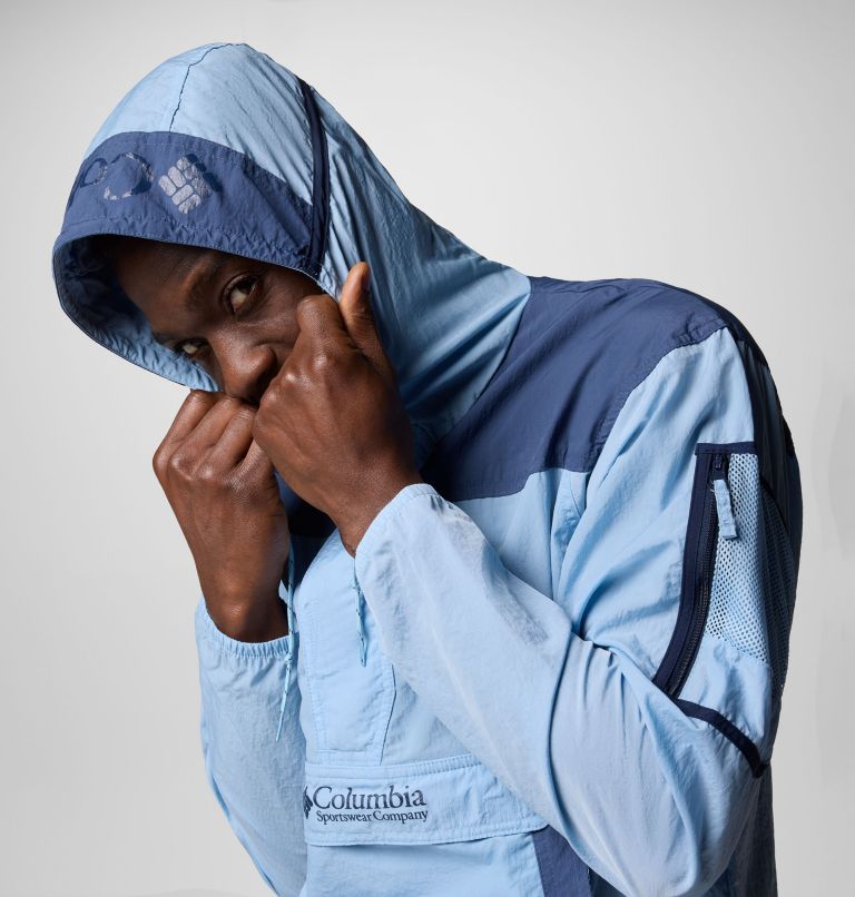 Men's Challenger Windbreaker Anorak, Color: Ripple Blue, Dark Mtn, image 5