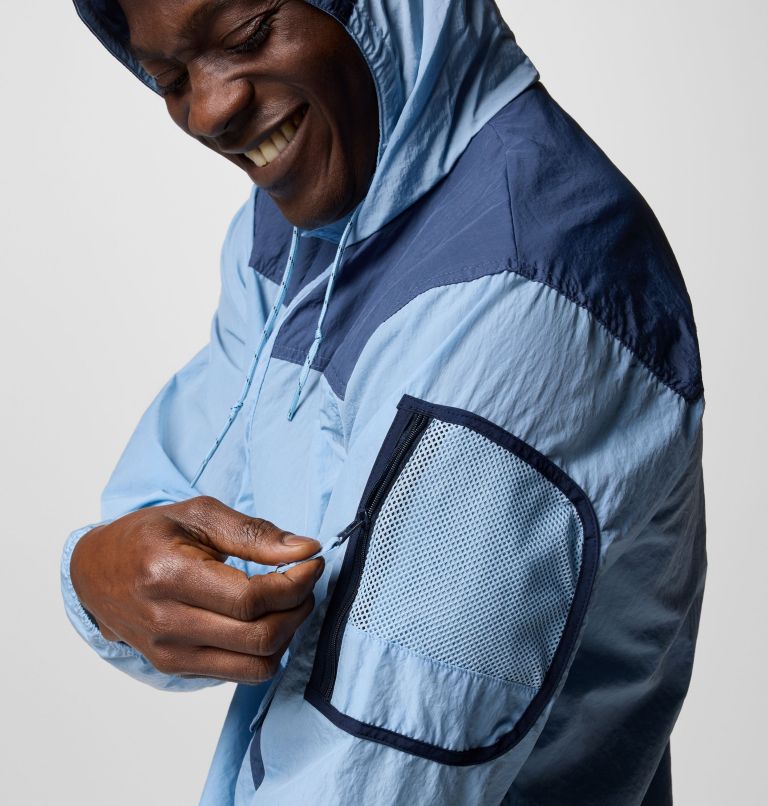Men's Challenger Windbreaker Anorak, Color: Ripple Blue, Dark Mtn, image 7