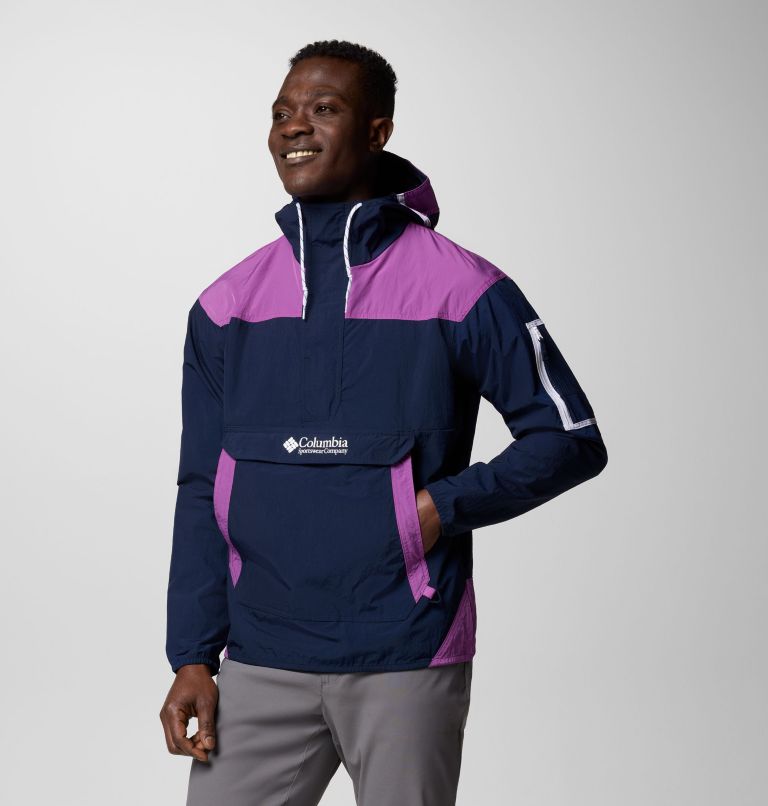 Men's Challenger Windbreaker Anorak, Color: Coll Navy, Razzle, image 4