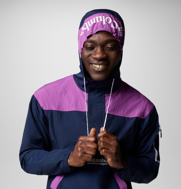 Men's Challenger Windbreaker Anorak, Color: Coll Navy, Razzle, image 5