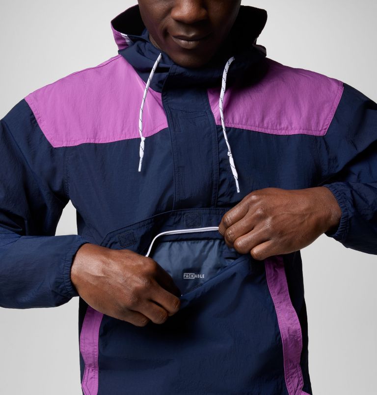 Men's Challenger Windbreaker Anorak, Color: Coll Navy, Razzle, image 6