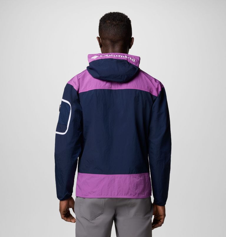 Men's Challenger Windbreaker Anorak, Color: Coll Navy, Razzle, image 3