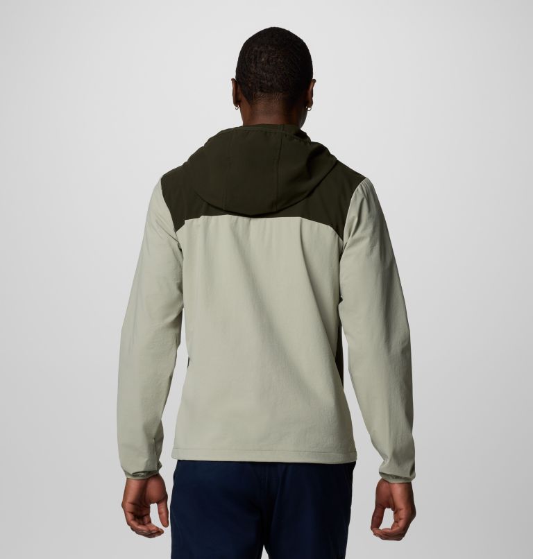 Men's Heather Canyon II Hooded Hiking Softshell Jacket, Color: Safari, Greenscape, image 2