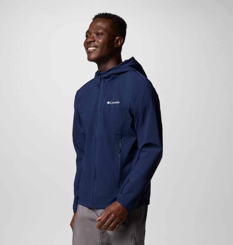 Men's Heather Canyon II Hooded Hiking Softshell Jacket, Color: Collegiate Navy, image 3
