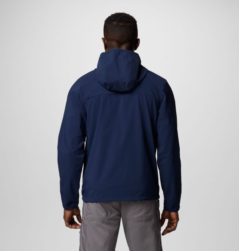 Men's Heather Canyon II Hooded Hiking Softshell Jacket, Color: Collegiate Navy, image 2