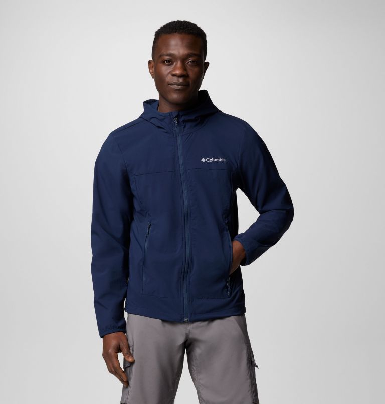 Men's Heather Canyon II Hooded Hiking Softshell Jacket, Color: Collegiate Navy, image 1
