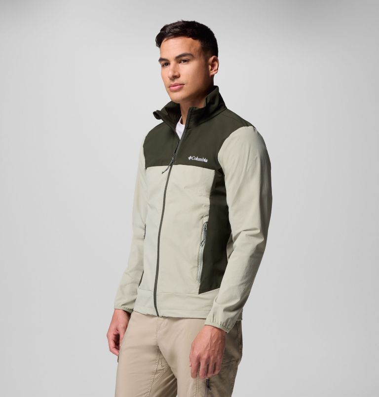 Men's Heather Canyon II Softshell Hiking Jacket, Color: Safari, Greenscape, image 4