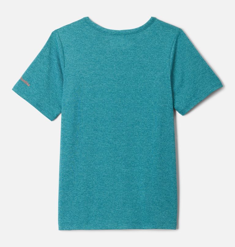 Boys' Tech Trail Graphic Technical T-Shirt, Color: River Blue Heather, Explore Outdoors, image 2