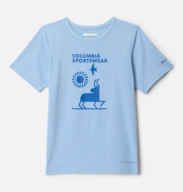 Boys' Tech Trail Graphic Technical T-Shirt, Color: Ripple Blue Heather, Explore Outdoors, image 1