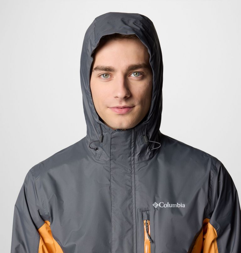 Men's Pouring Adventure III Waterproof Hiking Jacket, Color: Shark, Sunstone, image 5