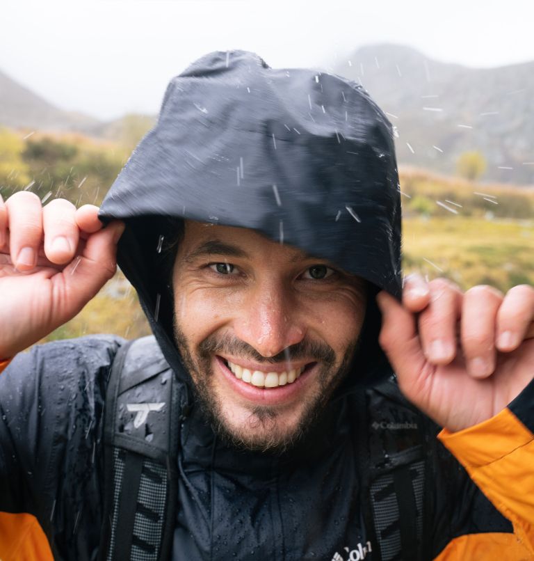 Men's Pouring Adventure III Waterproof Hiking Jacket, Color: Black, Koi, image 10