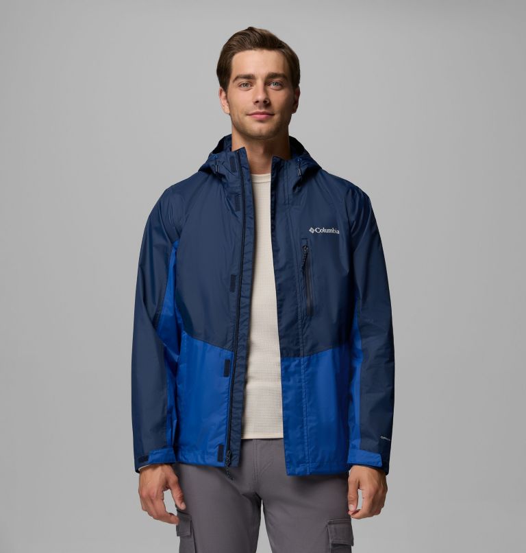 Men's Pouring Adventure III Waterproof Hiking Jacket, Color: Collegiate Navy, Mountain Blue, image 5