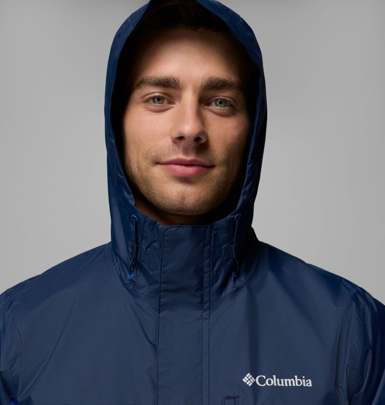 Men's Pouring Adventure III Waterproof Hiking Jacket, Color: Collegiate Navy, Mountain Blue, image 6