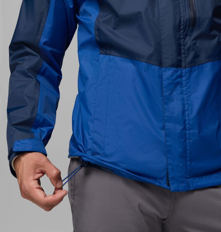 Men's Pouring Adventure III Waterproof Hiking Jacket, Color: Collegiate Navy, Mountain Blue, image 7