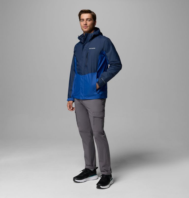 Men's Pouring Adventure III Waterproof Hiking Jacket, Color: Collegiate Navy, Mountain Blue, image 2
