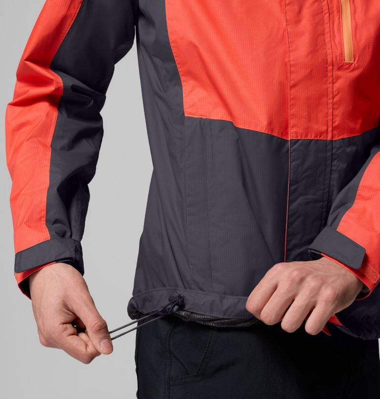 Men's Pouring Adventure III Waterproof Hiking Jacket, Color: Zing, Shark, image 8