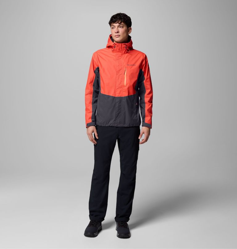 Men's Pouring Adventure III Waterproof Hiking Jacket, Color: Zing, Shark, image 3