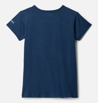 Girls' Tech Trail Graphic Technical T-Shirt, Color: Collegiate Navy Heather, Ridge Line Life, image 2