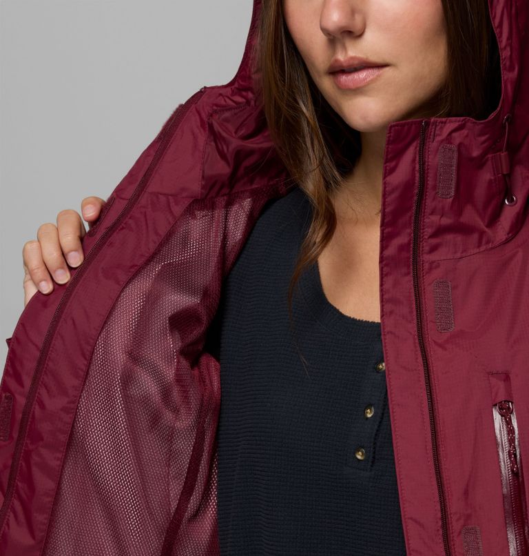 Women's Pouring Adventure III Waterproof Hiking Jacket, Color: Rich Wine, image 6