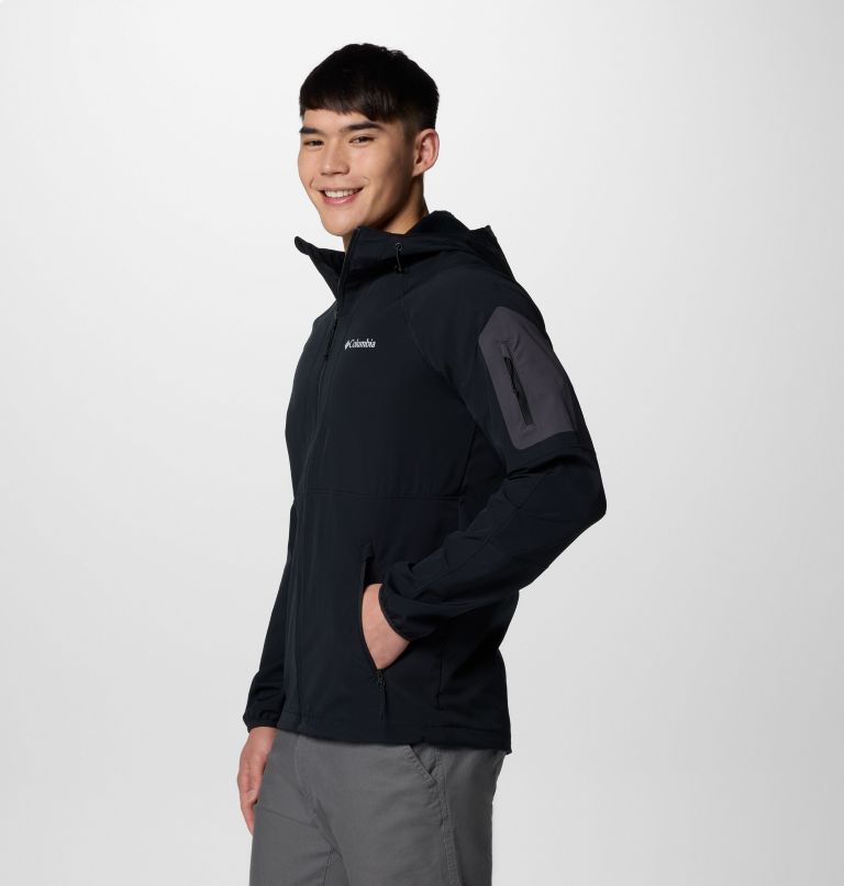 Men's Tall Heights II Hooded Softshell Hiking Jacket, Color: Black, image 3