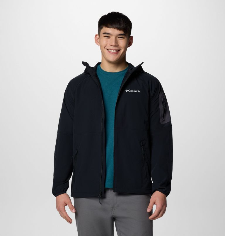 Men's Tall Heights II Hooded Softshell Hiking Jacket, Color: Black, image 6