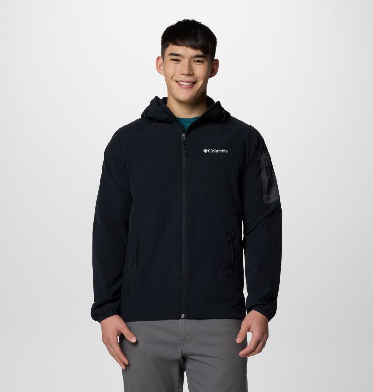 Men's Tall Heights II Hooded Softshell Hiking Jacket, Color: Black, image 1