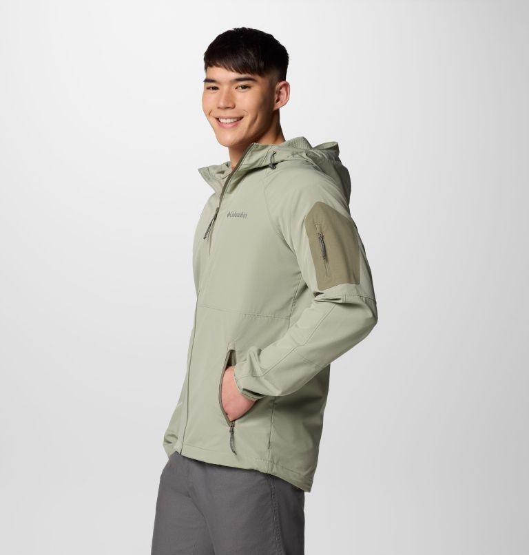 Men's Tall Heights II Hooded Softshell Hiking Jacket, Color: Safari, image 3