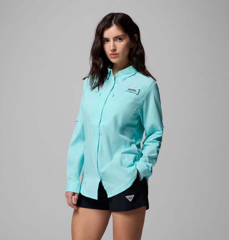 Women's PFG Shadowcaster Zero Long Sleeve Shirt, Color: Gulf Stream, image 3