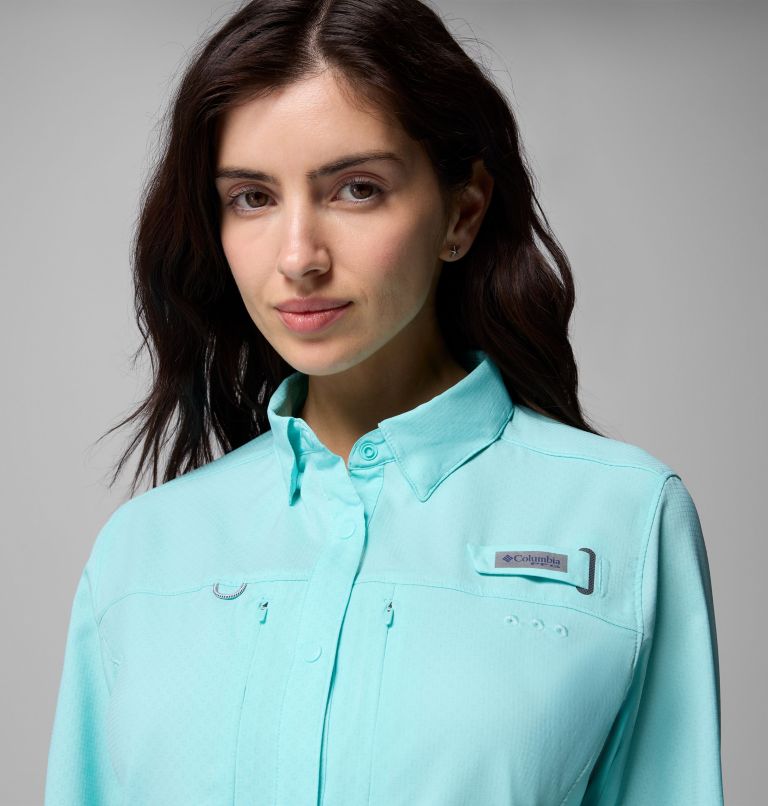 Women's PFG Shadowcaster Zero Long Sleeve Shirt, Color: Gulf Stream, image 4