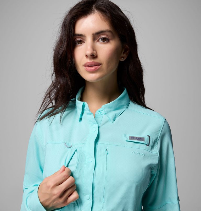 Women's PFG Shadowcaster Zero Long Sleeve Shirt, Color: Gulf Stream, image 6