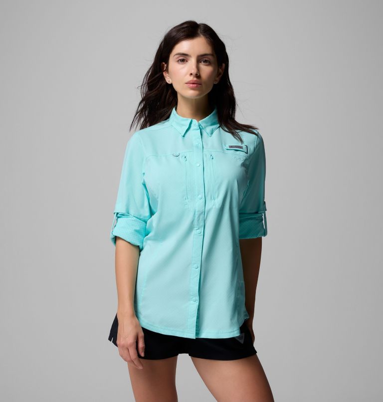 Women's PFG Shadowcaster Zero Long Sleeve Shirt, Color: Gulf Stream, image 10