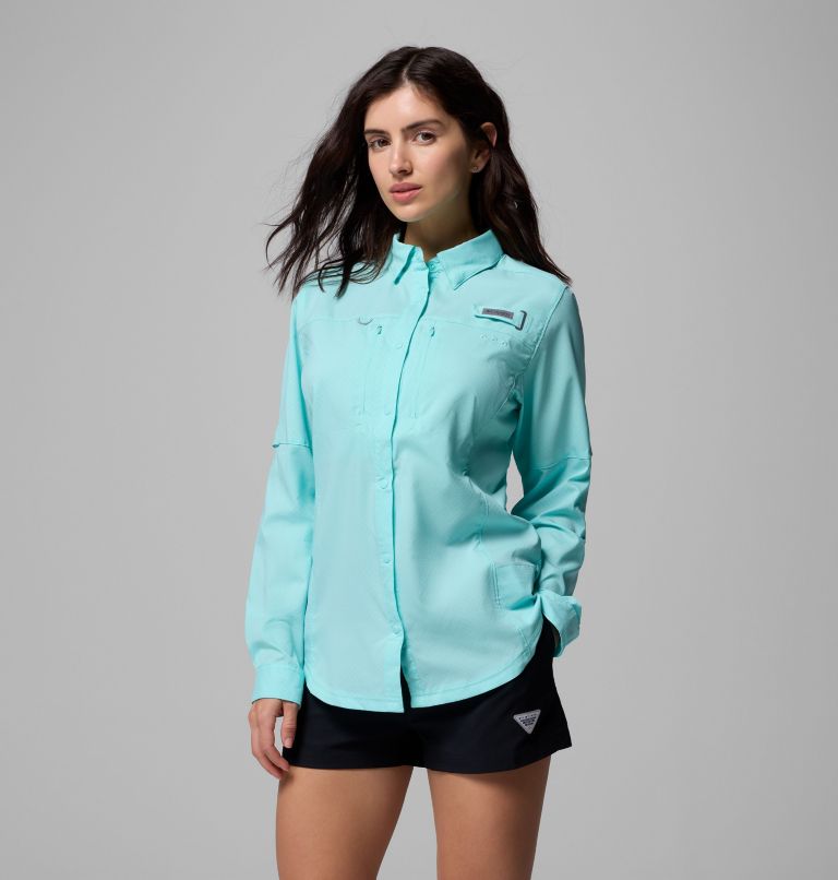 Women's PFG Shadowcaster Zero Long Sleeve Shirt, Color: Gulf Stream, image 1