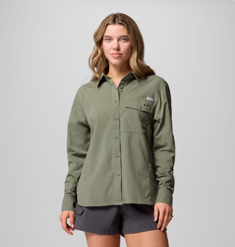 Women's PFG Wild Cast Long Sleeve Shirt, Color: Cypress, image 1