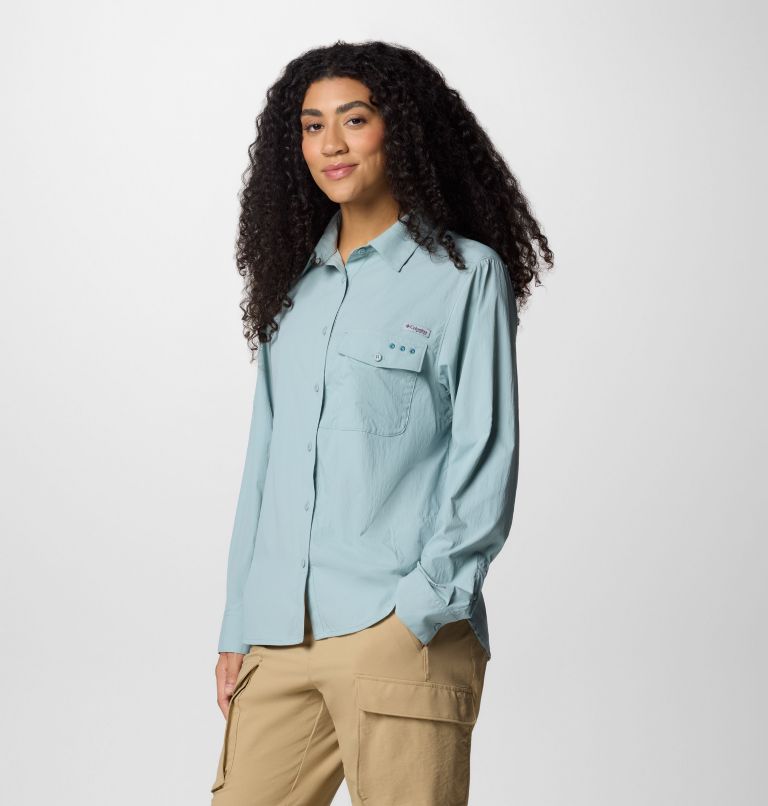 Women's PFG Wild Cast Long Sleeve Shirt, Color: Crushed Blue, image 3