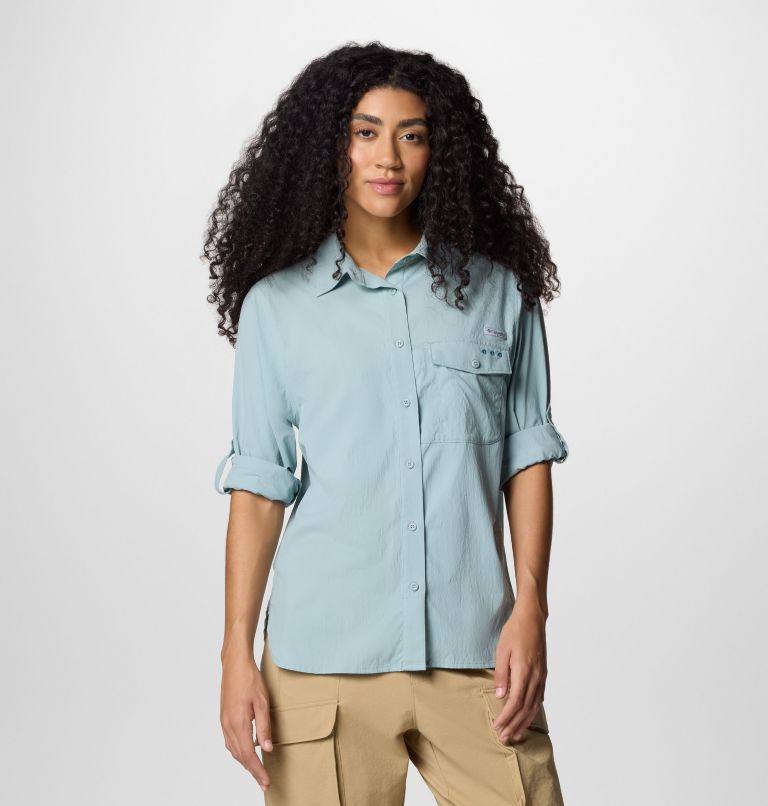 Women's PFG Wild Cast Long Sleeve Shirt, Color: Crushed Blue, image 7