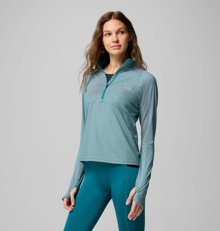 Women's Summit Valley Long Sleeve Half Zip Shirt, Color: River Blue, image 3