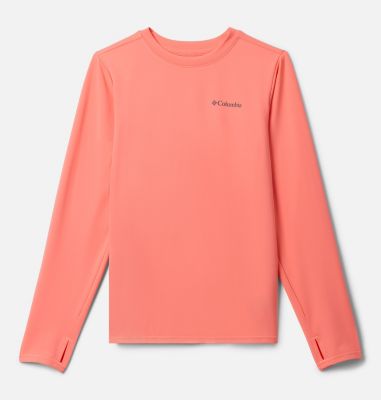 Youth Chill River Long Sleeve T-Shirt, Color: Hot Coral, image 1
