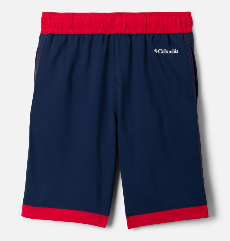Boys' Sandy Shores Board Shorts, Color: Collegiate Navy, Mountain Red, image 2