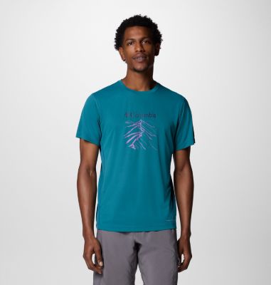 Men's Zero Rules Light Graphic Technical T-Shirt, Color: River Blue, Ridge Line Life, image 1
