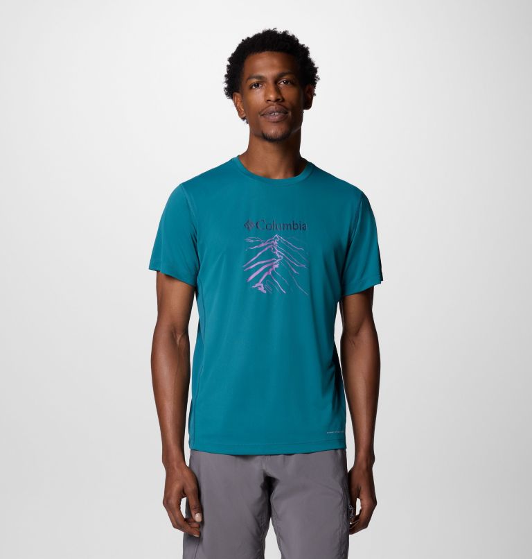 T-shirt tecnica, leggera e stampata Zero Rules da uomo, Color: River Blue, Ridge Line Life, image 1