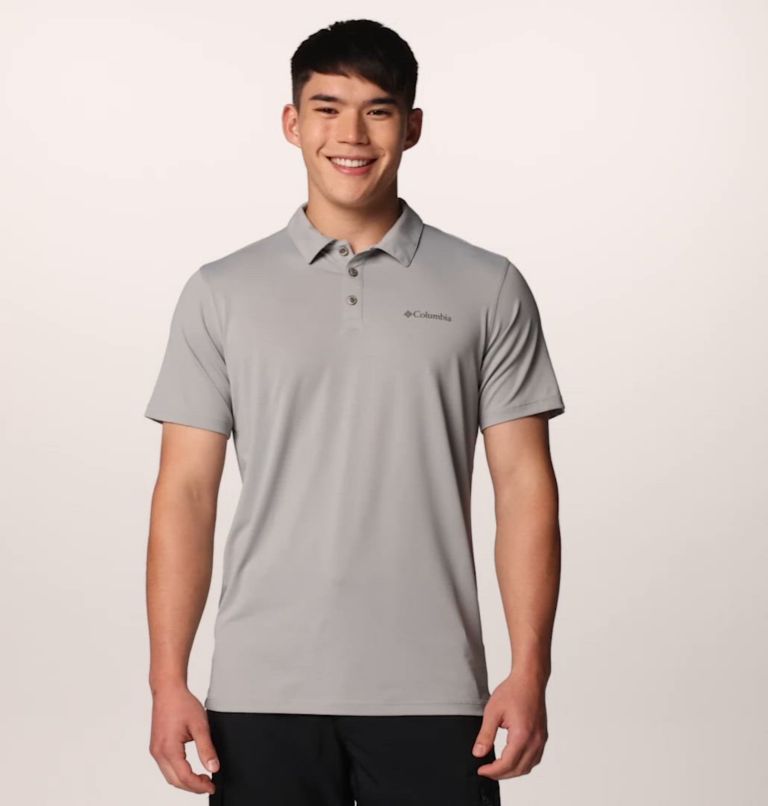 Men's Tech Trail Utility Polo, Color: Columbia Grey
