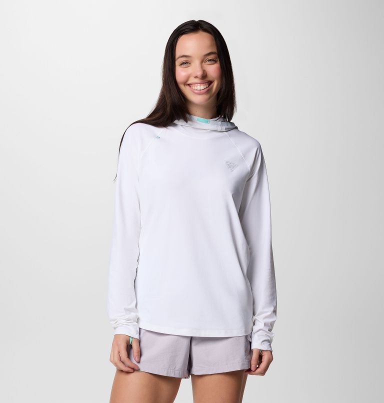 Women's PFG Wild Cast Sun Hoodie, Color: White, image 1