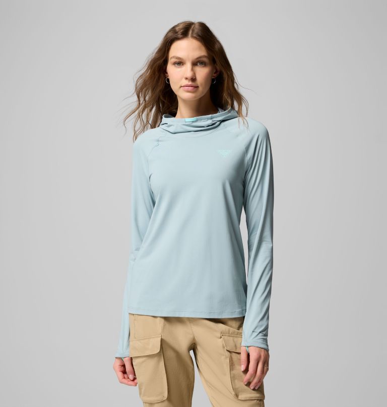 Women's PFG Wild Cast Sun Hoodie, Color: Crushed Blue, image 1