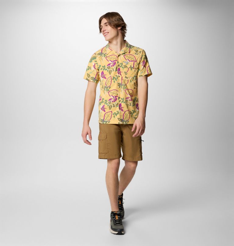 Homme Chemise tissée utilitaire à manches courtes imprimée Tech Trail, Color: Sand Dune Pasteled, image 2