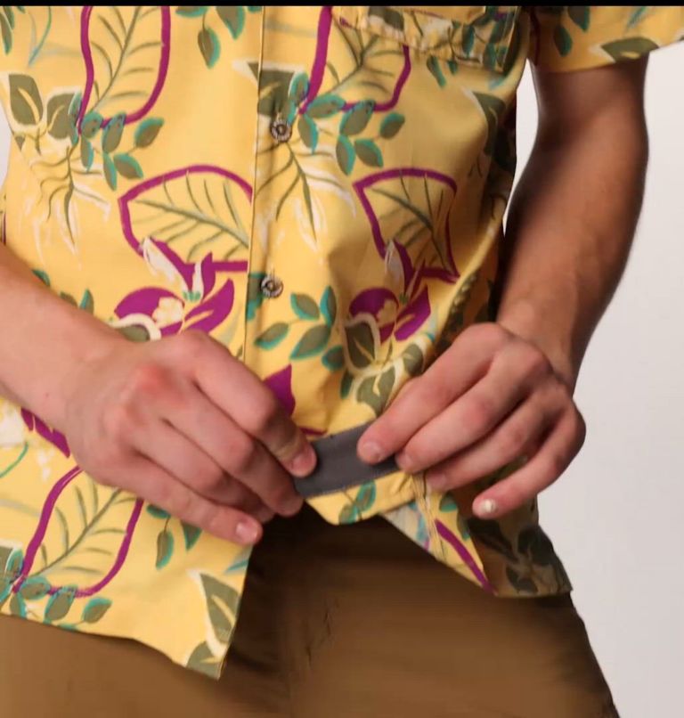 Homme Chemise tissée utilitaire à manches courtes imprimée Tech Trail, Color: Sand Dune Pasteled
