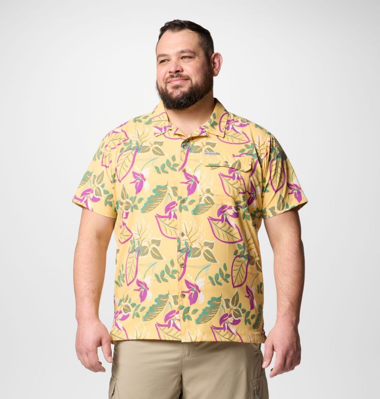 Homme Chemise tissée utilitaire à manches courtes imprimée Tech Trail - Tailles fortes, Color: Sand Dune Pasteled, image 1